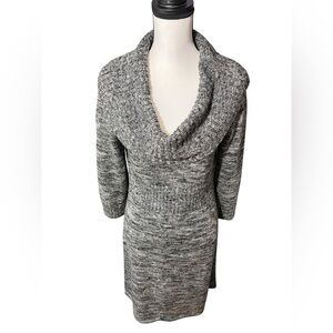 Spense Black and White Speckled Cowl Neck Sweater Dress, size L